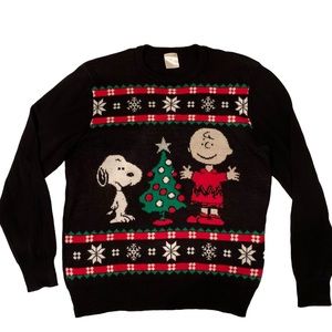 Peanuts Charlie Brown & Snoopy Christmas Sweater Size Large Ugly Sweater
